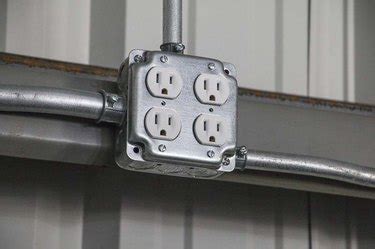 metal piece to help hold outlet box|basement steel pole outlet mounting.